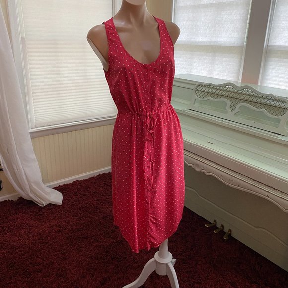 Fossil Silk Sleveeless Tie-Waist Button Down Dress - Picture 1 of 14